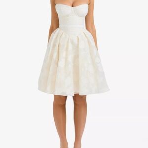 Vintage Cream Floral Strapless Mini Dress